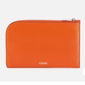 Ganni Textured Leather Orange Pouchette